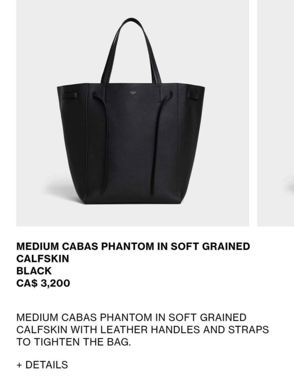 Celine Black Pebbled Leather Knot-Front Tote - Picture 5 of 6